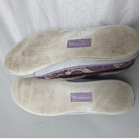 Sperry plum and cream snake print sequin boat shoes 10 - Picture 6 of 7